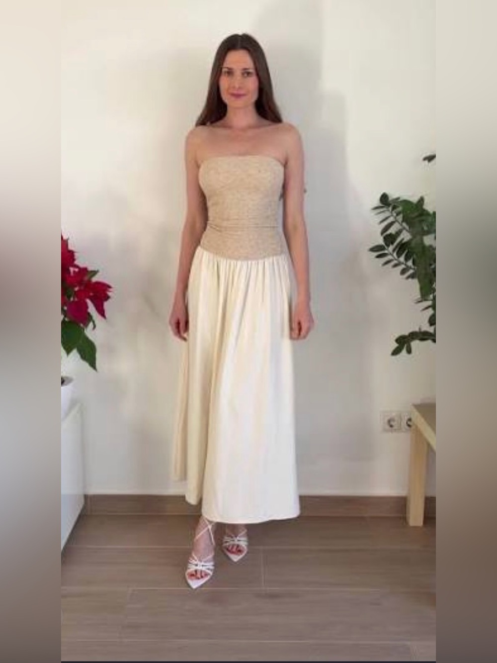 🔥🔥Zara Strapless Cream dress